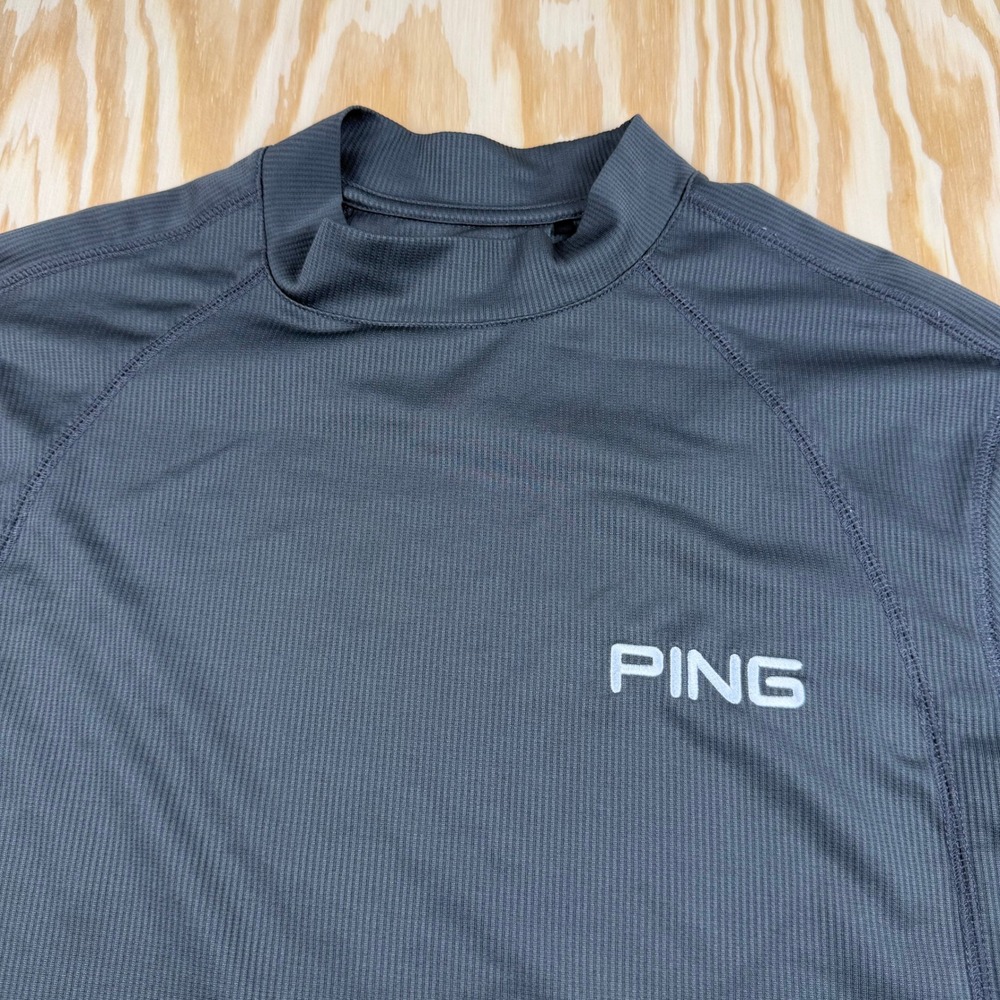 PING Performance Mens Large Gray Mock Neck Long Sleeve Golf Base Layer Shirt - Picture 6 of 6